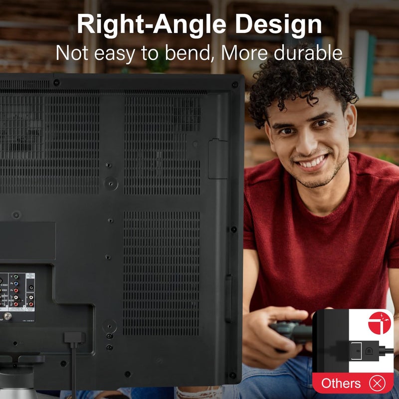 JD Angled Displayport 1.4 Cable, 90-Degree Upward Right Angle Displayport Cable V1.4 Support up to 8K/60Hz, 4K/144Hz for Gaming Monitor Graphics Card, 6.5 Feet - Image 2